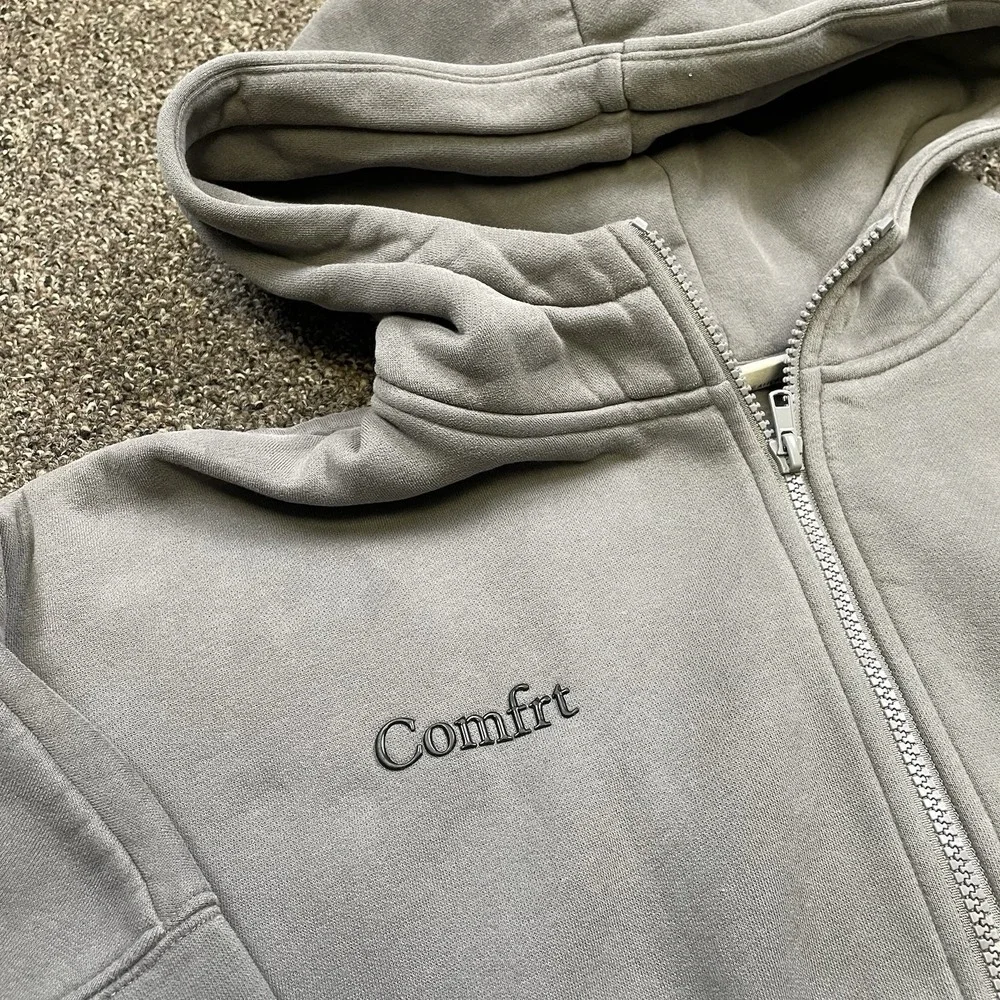 Comfrt Zip up Oversized Hoodie Sweatshirt - Charcoal/ Dark Grey Size Medium - Picture 2 of 9
